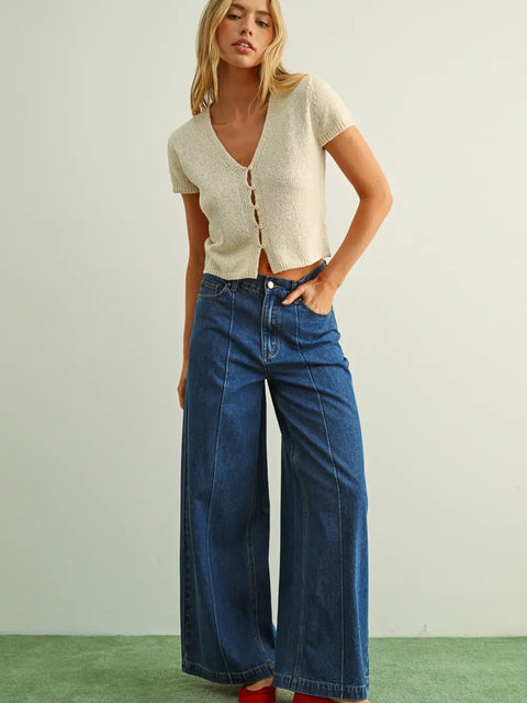  Cap Sleeve Button Top