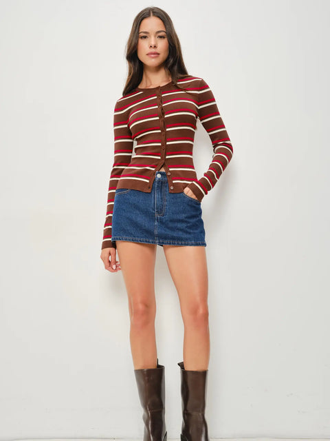 Kadie Striped Button Down Cardigan