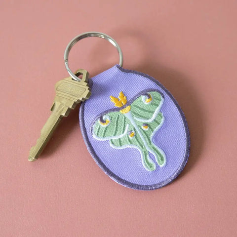 Luna Moth Embroidered Keychain