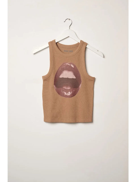 Open Lips Waffle Tank