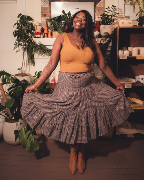  The Gingham Midi Skirt