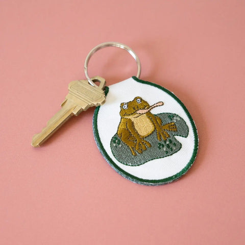 Frog Embroidered Keychain