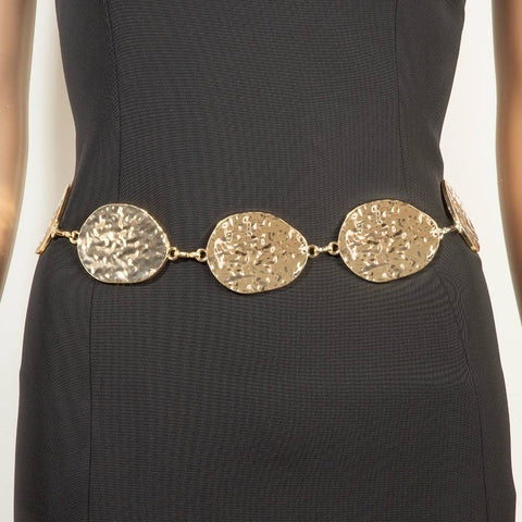  Metallic Hammered Oval Chain Belt