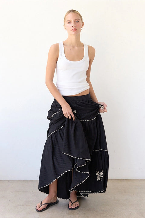  Embroidered Maxi Skirt