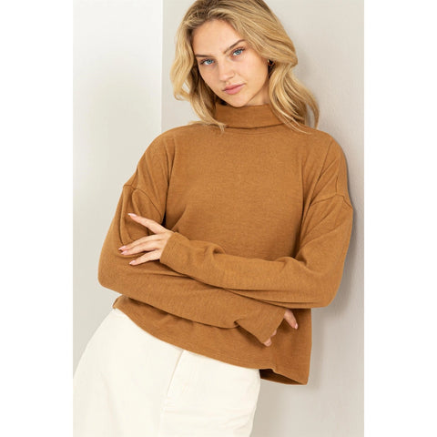  Drop Shoulders Turtleneck Top