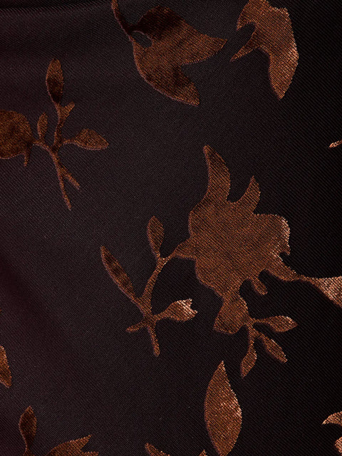  Brown Velvet Cowl Neck Midi Dress