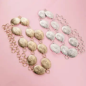 Western Flower Concho Chain Belt