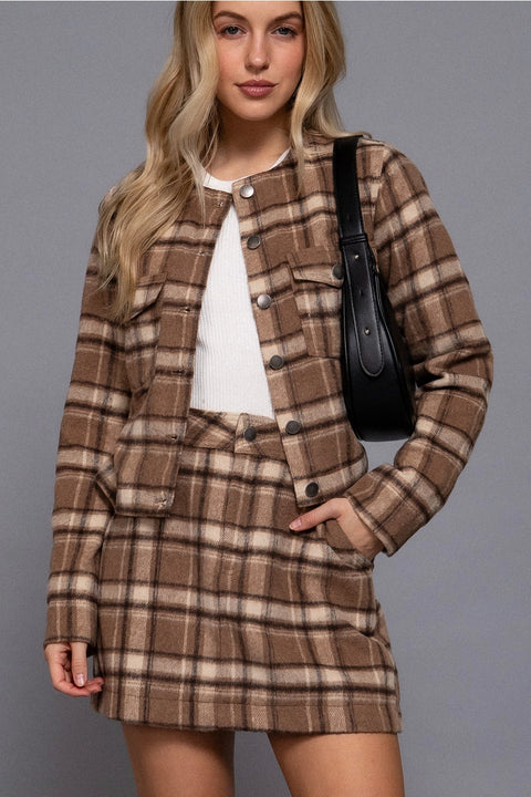  Brushed Plaid Mini Skirt