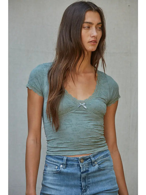 Knit Seamless V Neck Top