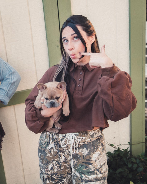 Cropped Collared Pullover Sweatshirt