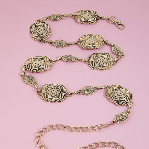  Engraved Concho Medallion Chain Belt