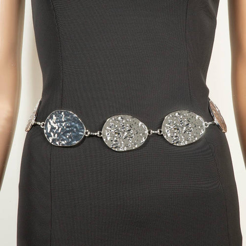  Metallic Hammered Oval Chain Belt