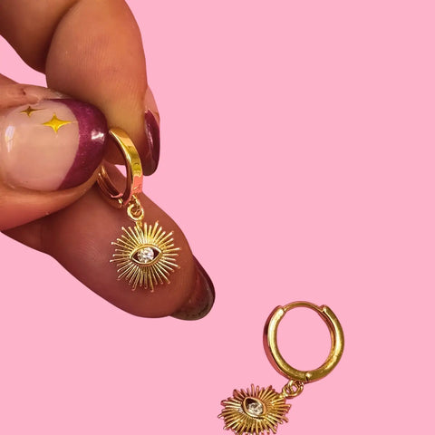 Golden Evil Eye Earrings