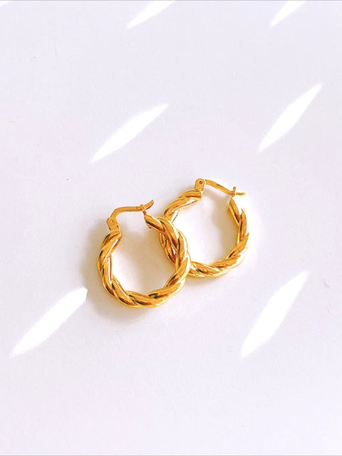 Chunky Gold Braided Hoops