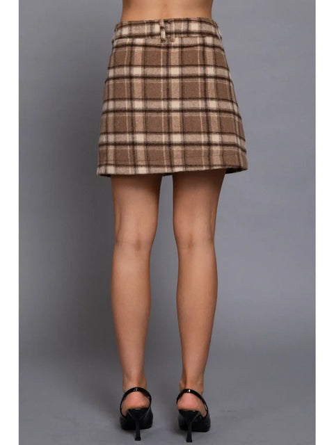  Brushed Plaid Mini Skirt