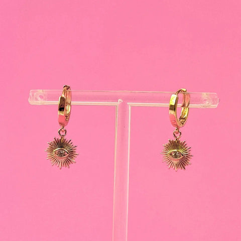 Golden Evil Eye Earrings