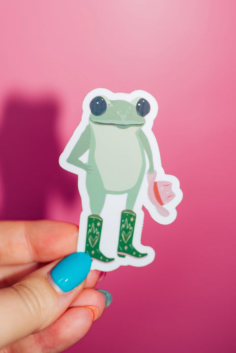 Cute Frog Cowboy Sticker