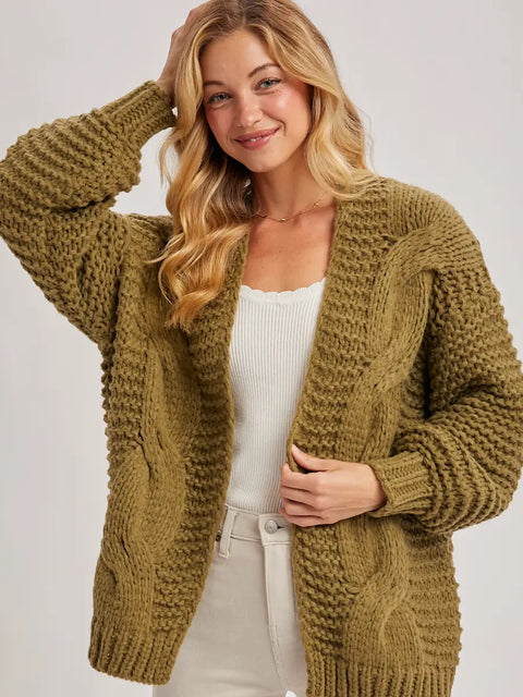  Chunky Cable Knit Cardigan