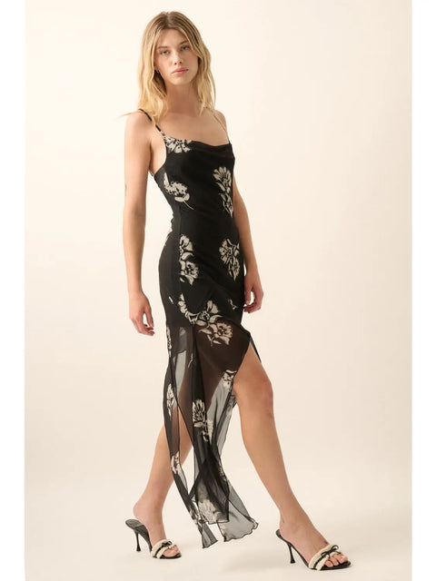  Floral Asymmetrical Hem Dress