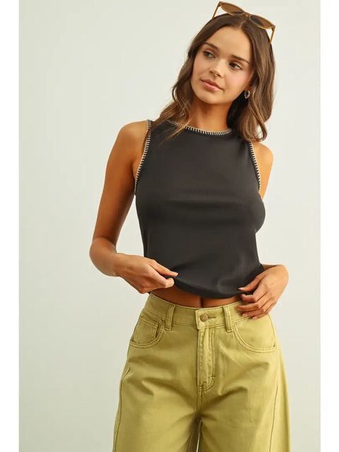  Ribbed Stitch Detail Tank