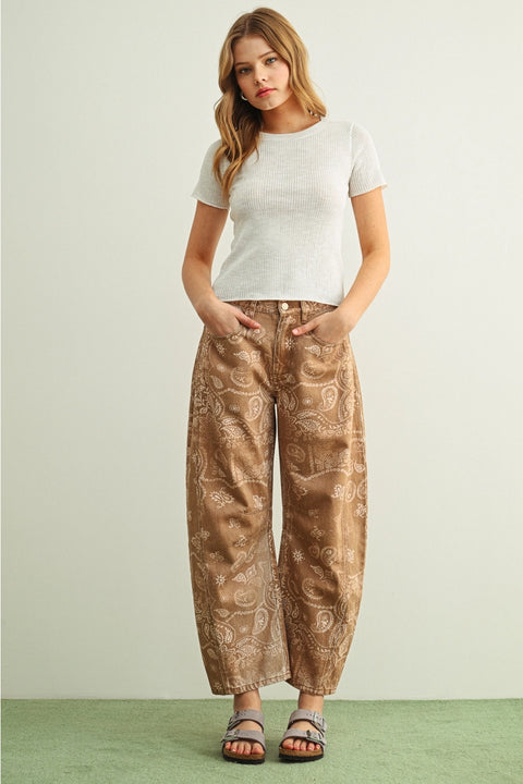 Paisley Print Washed Pants