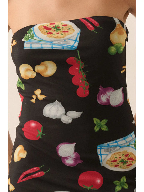  Italian Food Printed Dress