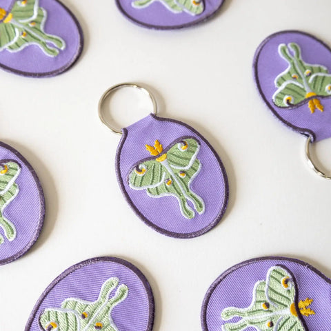 Luna Moth Embroidered Keychain