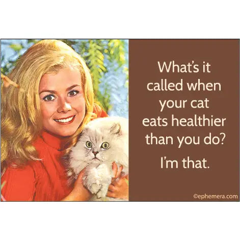 Cat Eats Healthier Magnet
