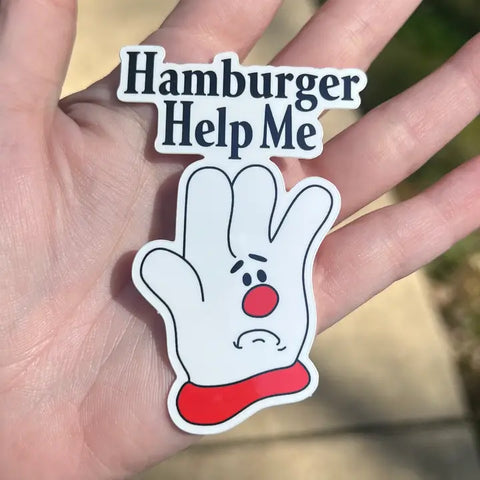 Hamburger Help Me Sticker