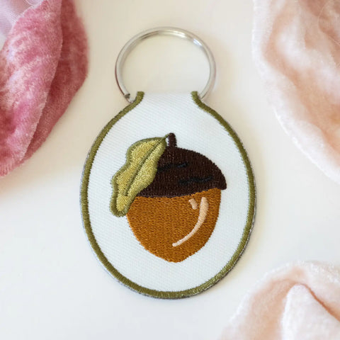  Acorn Embroidered Keychain