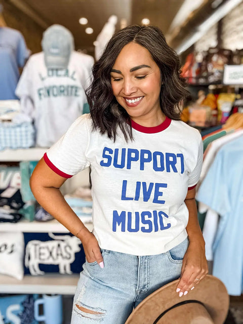 Support Live Music Ringer Tee