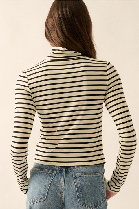  Striped Jersey Knit Turtleneck