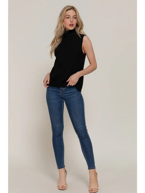  Sleeveless Soft Turtleneck Top
