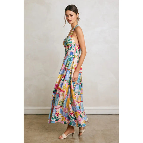  Summer Print Midi Dress