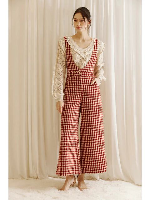  Houndstooth Tweed Jumpsuit