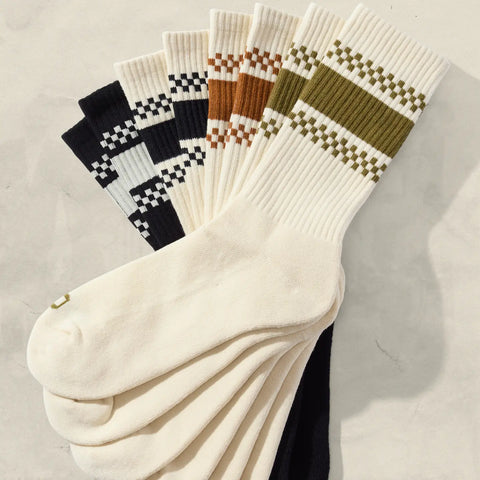  Checkerboard Striped Crew Sock