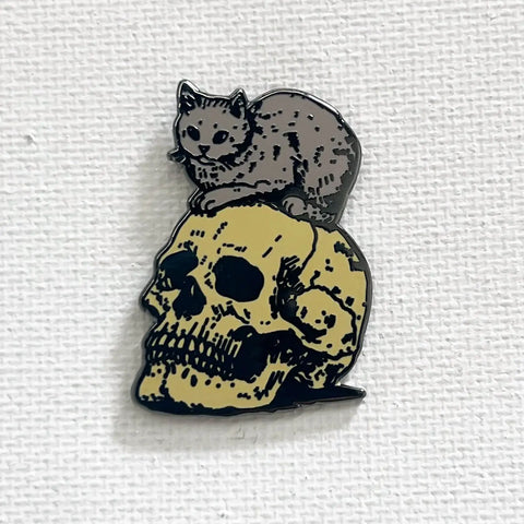 Cat On Skull Pin