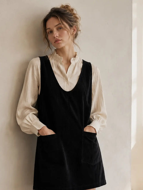 Overall Corduroy Mini Dress