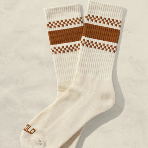  Checkerboard Striped Crew Sock