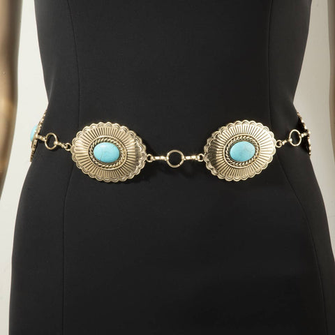  Sunburst Turquoise Concho Wide Chain Belt