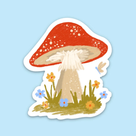Mushroom & Flowers Sticker