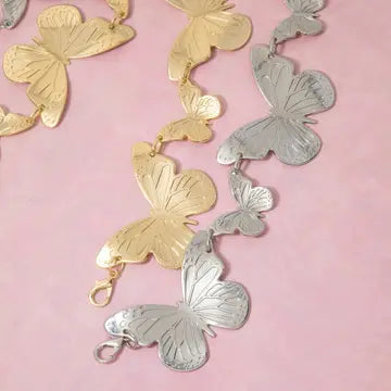  Silver Engraved Butterfly Link Chain Belt