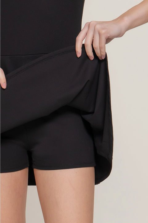  Boat Neck Flare Mini Dress