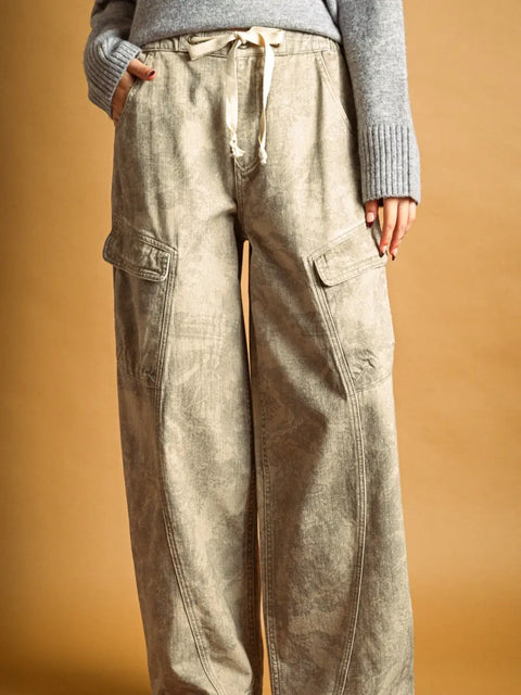  Brushed Print Cargo Pants