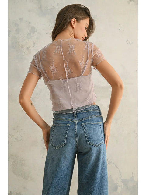  Lace Fabric Tank Top