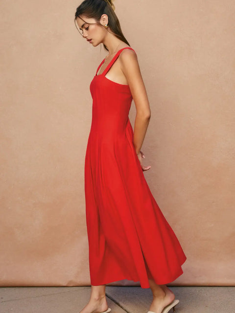  Red Linen Dress