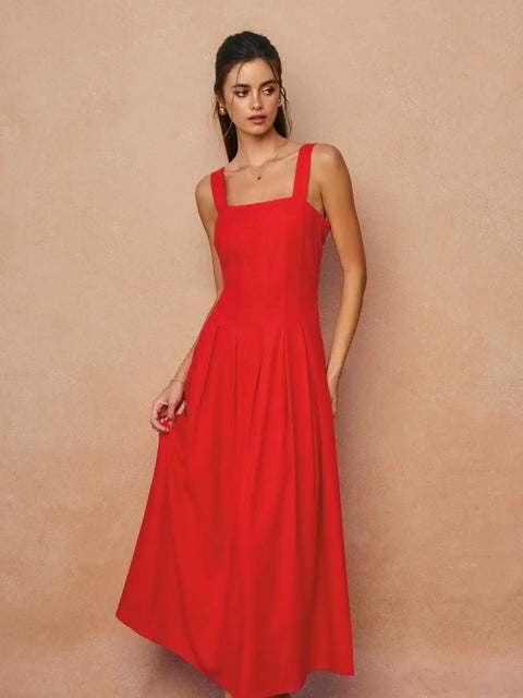  Red Linen Dress