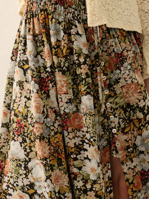  Floral Front Slit Skirt