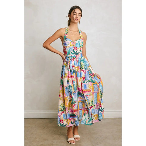  Summer Print Midi Dress