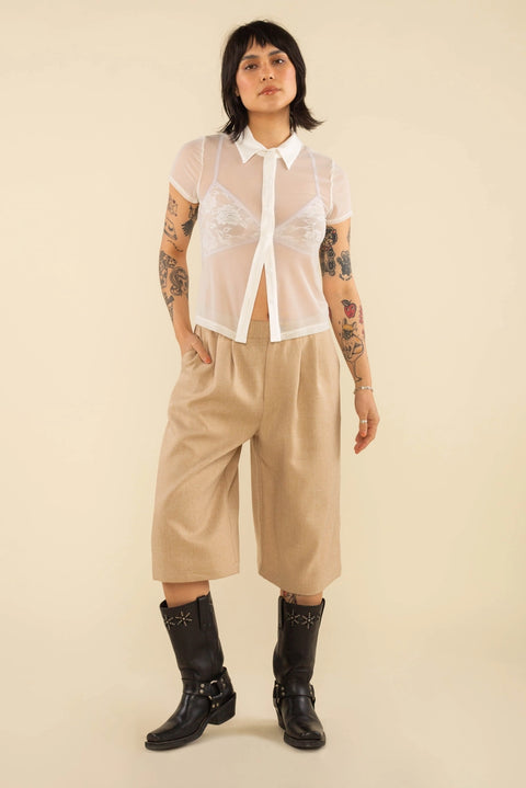 Britt Mesh Short Sleeve Button Up